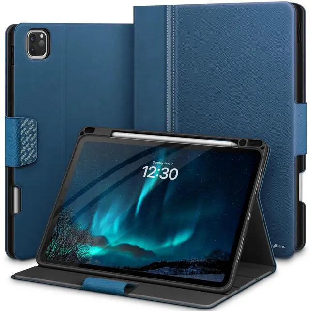 Main image of KingBlanc Case for iPad Pro 13-inch (M4) 2024 with Built-in Pencil Holder, PU Leather Smart Stand Cover, Auto Sleep/Wake, Supports Pencil Pro/Pencil (USB-C), Multi-Viewing/Drawing Angles, Blue