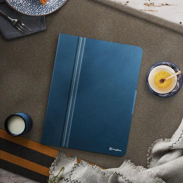 Alt view image 3 of 5 - KingBlanc Case for iPad Pro 13-inch (M4) 2024 with Built-in Pencil Holder, PU Leather Smart Stand Cover, Auto Sleep/Wake, Supports Pencil Pro/Pencil (USB-C), Multi-Viewing/Drawing Angles, Blue