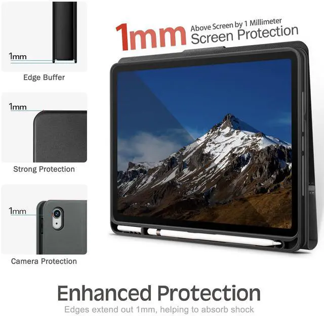 Alt view image 4 of 5 - KingBlanc Case for iPad (A16) 11th Generation 11 Inch 2025, iPad 10th Gen 10.9 Inch 2022 with Pencil Holder, PU Leather Protective Cover, Auto Sleep/Wake, Viewing/Typing Angle, Magnetic Clasp, Black