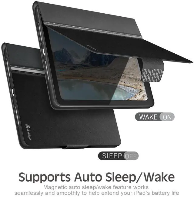Alt view image 5 of 5 - KingBlanc Case for iPad (A16) 11th Generation 11 Inch 2025, iPad 10th Gen 10.9 Inch 2022 with Pencil Holder, PU Leather Protective Cover, Auto Sleep/Wake, Viewing/Typing Angle, Magnetic Clasp, Black