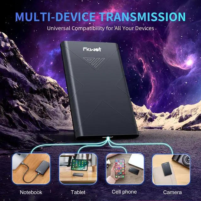 Alt view image 5 of 5 - Fikwot 500GB External SSD, Portable SSD, Up to 2000MB/s, USB 3.2 Gen2x2 External Solid State Drives, Compatible with Smart TV, PS5/PS4(Pro), iPhone 15/16, Xbox, Mac & Windows and Other Devices(FP80)