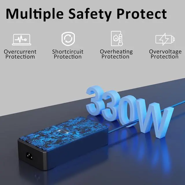 Alt view image 4 of 5 - GERVGHS 330W Laptop Charger Compatible with Dell Alienware M18 M16 x16 R1 R2 X17 Area-51m R1 R2 Dell G15 5515 Charger G16 7630 7635 G15 5530 5535 P124F001 P51E001 P120F00 Gaming Laptop Power Cord