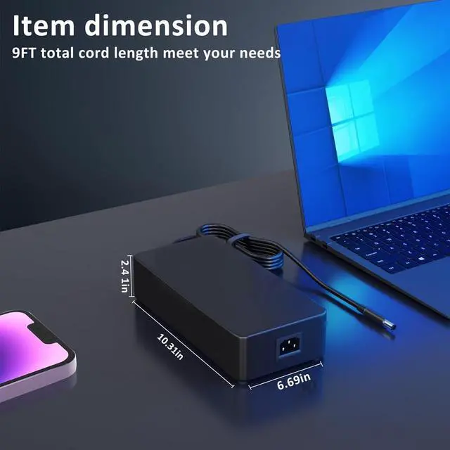 Alt view image 5 of 5 - GERVGHS 330W Laptop Charger Compatible with Dell Alienware M18 M16 x16 R1 R2 X17 Area-51m R1 R2 Dell G15 5515 Charger G16 7630 7635 G15 5530 5535 P124F001 P51E001 P120F00 Gaming Laptop Power Cord