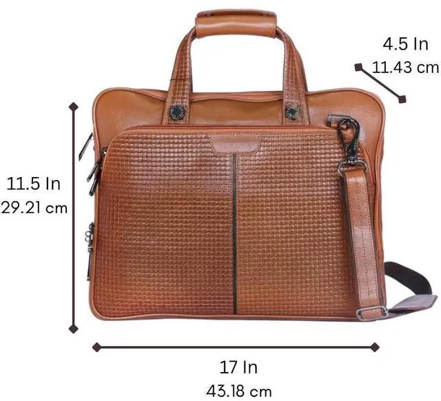 Alt view image 5 of 5 - Leather briefcase 18 Inch Laptop Messenger Bags for Men and Women Best Office School College briefcase Satchel Bag