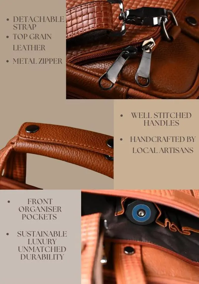 Alt view image 4 of 5 - Leather briefcase 18 Inch Laptop Messenger Bags for Men and Women Best Office School College briefcase Satchel Bag