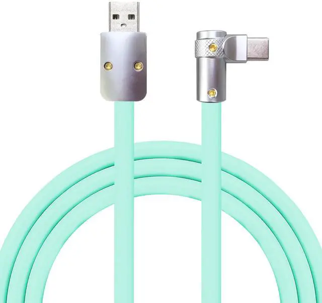 Main image of chubbycable FlexElbow Pro - 90 Degree Design 240W Fast Charge Cable Ultra-Thick Silicone Right Angle USB C Cable Phone Tablets Charging Cord, Light Blue, USB-A to Type-C, 19.6FT