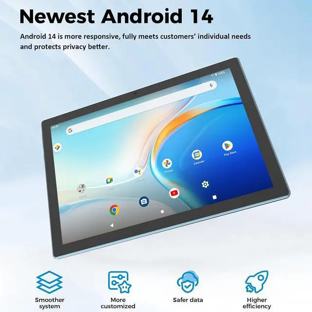 Alt view image 2 of 5 - Android 14 Tablet, 10.1 inch 8GB RAM+64GB ROM/1TB(Max), 2 in 1 Tablets with Keyboard Case Mouse Stylus, 1.8GHz Quad-core Processor, 1280*800 IPS HD Touch Screen, 8MP Camera, 5G Wi-Fi 6 BT 5.0 Tablet