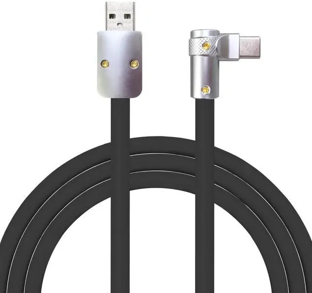 Main image of chubbycable FlexElbow Pro - 90 Degree Design 240W Fast Charge Cable Ultra-Thick Silicone Right Angle USB C Cable Phone Tablets Charging Cord, Black, USB-A to Type-C, 8.5FT