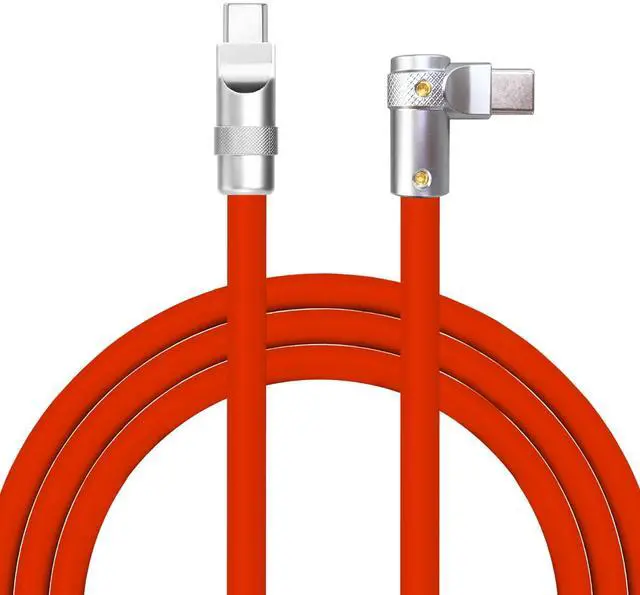 Main image of chubbycable FlexElbow Pro - 90 Degree Design 240W Fast Charge Cable Ultra-Thick Silicone Right Angle USB C Cable Phone Tablets Charging Cord, Red, Type-C to Type-C, 4.9FT