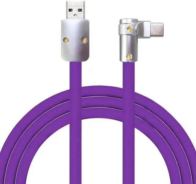 Main image of chubbycable FlexElbow Pro - 90 Degree Design 240W Fast Charge Cable Ultra-Thick Silicone Right Angle USB C Cable Phone Tablets Charging Cord, Purple, USB-A to Type-C, 19.6FT