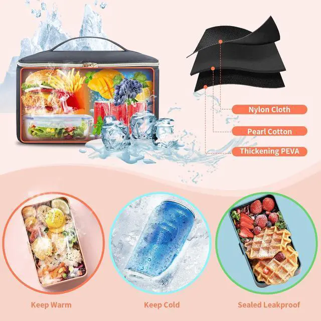 Alt view image 5 of 5 - BERTASCHE Lunch Backpack for Women, 15.6 Inch Laptop Backpack with Insulated Cooler Lunch box, Work Backpack for Teacher Nurse Travel College Picnic, Black-Beige