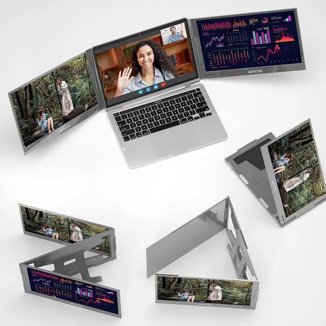 Main image of Arvitek 15.6" Triple Monitor for Laptop, FHD 1080P Laptop Screen Extender 360° Rotation, Pro Screen Dual Monitor Extender for 12-16" Laptop(Mac,Wins,Android) Support Extend, Mirror, Portrait Mode