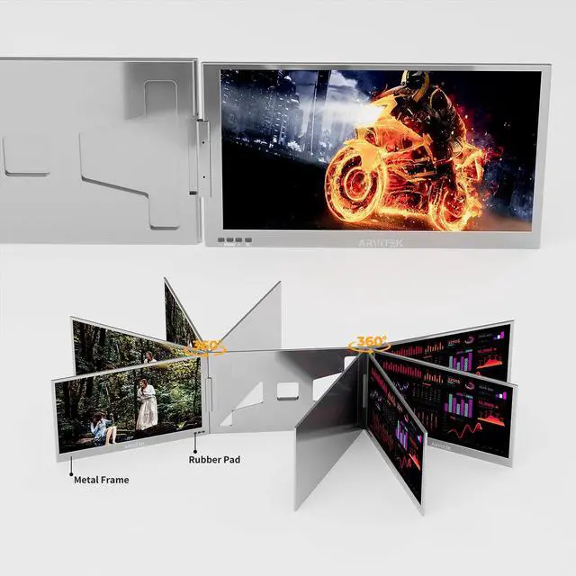 Alt view image 5 of 5 - Arvitek 15.6" Triple Monitor for Laptop, FHD 1080P Laptop Screen Extender 360° Rotation, Pro Screen Dual Monitor Extender for 12-16" Laptop(Mac,Wins,Android) Support Extend, Mirror, Portrait Mode