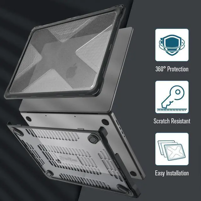 Alt view image 3 of 5 - Fintie Case for MacBook Pro 14 Inch A3401 A3185 A3112 A2992 A2918 A2779 A2442 with M4 M3 M2 M1 Chip (2024 2023 2022 2021 Release) - Heavy Duty Rugged Hard Shell Case Cover with TPU Bumper (Glittering)