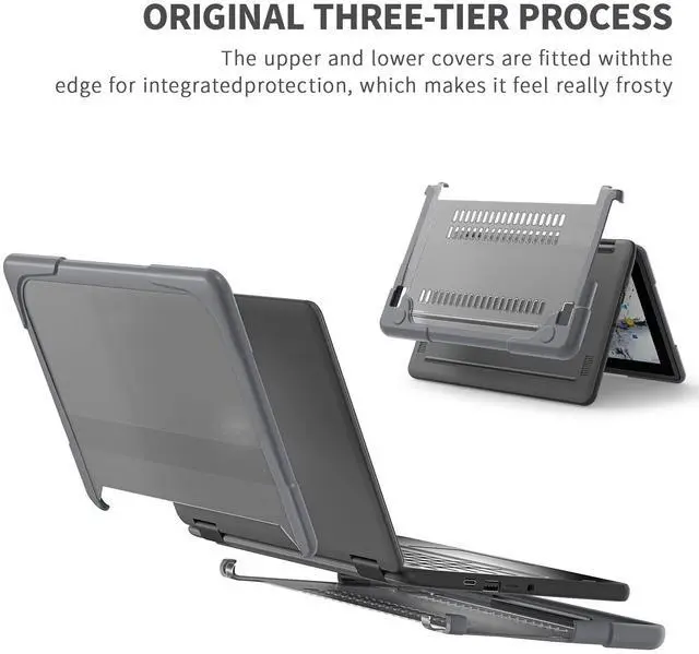 Alt view image 4 of 5 - Batianda Laptop Case Fits 11" Dell Chromebook 3110/3100 Laptop Designed for K-12 Students, Teachers and ClassroomsHeavy Duty Rugged Shockproof Soft Bumpers for Reliable Device Protection,Gray