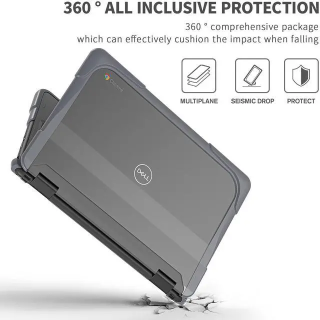 Alt view image 5 of 5 - Batianda Laptop Case Fits 11" Dell Chromebook 3110/3100 Laptop Designed for K-12 Students, Teachers and ClassroomsHeavy Duty Rugged Shockproof Soft Bumpers for Reliable Device Protection,Gray