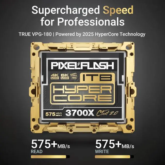 Alt view image 2 of 5 - PixelFlash 1TB CFast 2.0 Card 3700X HyperCore 575MB/s SATA3 VPG180, CFast Card for DSLR Cinematic Video & Photo Cams Lab Tested, Certified Flash Memory 1 TB 2025 Model