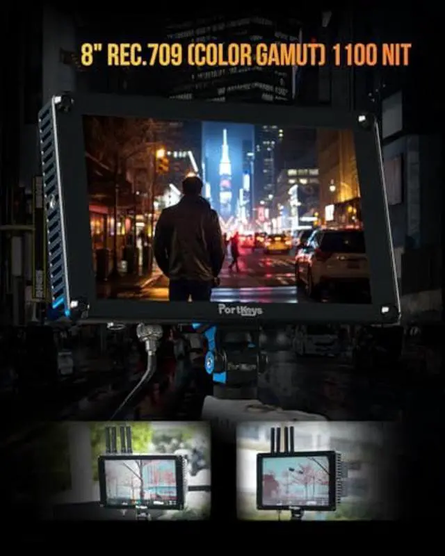 Alt view image 3 of 5 - Portkeys HS8 Camera Field Monitor 8" 1100nit Brightness Dual NP-F Battery Plates 3D LUT 4K HDMI Input 3G SDI in/Out Aluminum Housing, VESA 100 x 100 Mounting Points