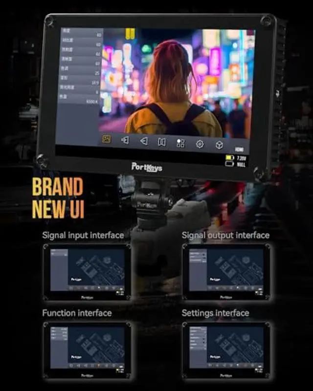 Alt view image 4 of 5 - Portkeys HS8 Camera Field Monitor 8" 1100nit Brightness Dual NP-F Battery Plates 3D LUT 4K HDMI Input 3G SDI in/Out Aluminum Housing, VESA 100 x 100 Mounting Points