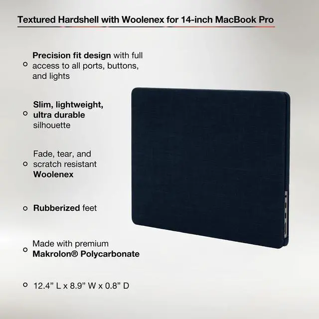 Alt view image 3 of 5 - Incase Textured Hardshell Woolenex - MacBook Pro 14 inch Case - 2024, 2023, 2022, 2021, M4, M3, M2, M1 - MacBook Case, Laptop Cover, Protective Hard Shell, Scratch Resistant (Colbalt)