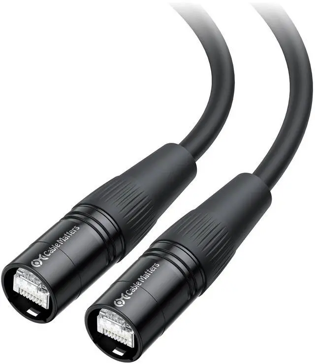 Main image of Cable Matters Long Shielded Cat6 Ethernet Cable Compatible with EtherCON RJ45 Connectors in Black - 100 ft for Professional Audio, Video, and Networking Applications