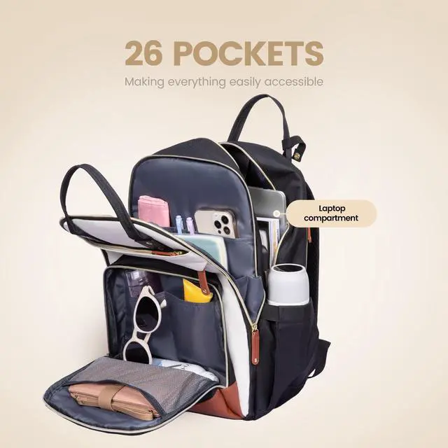 Alt view image 3 of 5 - LOVEVOOK Laptop Backpack Women,Large Capacity 17.3 inch Laptop Bag Travel Backpack for Women,Computer Work College Teacher Backpacks with USB Port,Waterproof Personal Item Backpack Casual Daypack