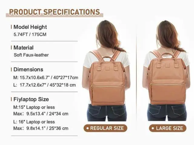 Alt view image 5 of 5 - Kah&Kee Leather Backpack for Women and Men 16-inch Laptop Bag | Teacher Professional, Diaper Bag Backpack, Ideal for Work, School, Nurse, College & Travel (Camel Beige, Large)