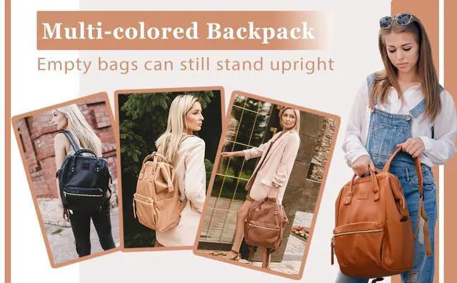 Alt view image 4 of 5 - Kah&Kee Leather Backpack for Women and Men 16-inch Laptop Bag | Teacher Professional, Diaper Bag Backpack, Ideal for Work, School, Nurse, College & Travel (Camel Beige, Large)