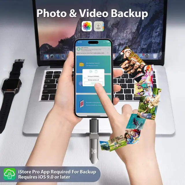 Alt view image 3 of 5 - 256GB Auto-Photo-Stick-Backup-for-iPhone/iPad/Android/PC Secure Backup USB Flash Drive Photo-Finder-Stick-iPhone-Picture-Saver Photo-Vault-iPhone-Memory Android-Photo-Storage-Stick iPad-Backup-Drive