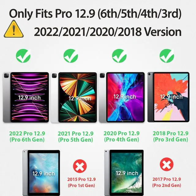 Alt view image 2 of 5 - HXCASEAC Case for iPad Pro 12.9 Case 6th 5th 4th 3rd Generation with Pencil Holder/Hand Strap/Screen Protector/Wireless Charge Attachment, Heavy Duty Protective 12.9-inch 2022/2021/2020/2018 - Orange