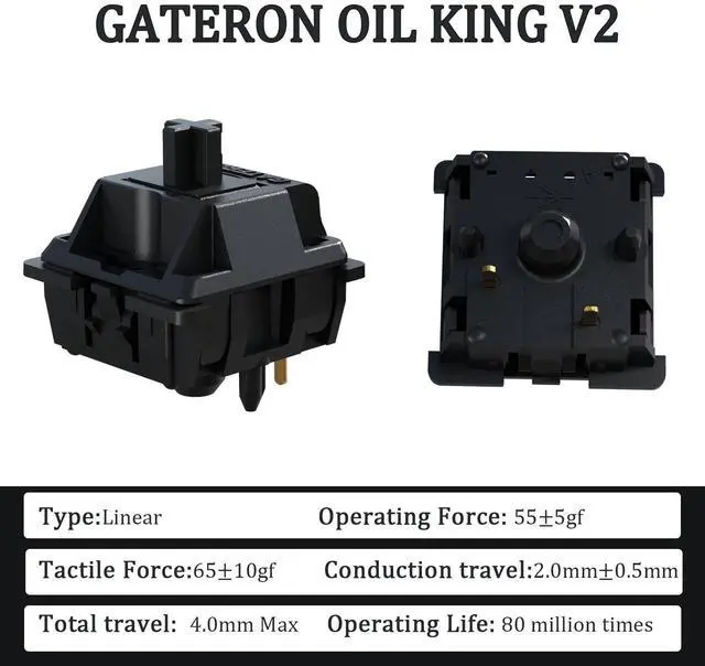 Alt view image 2 of 5 - Mciepny Gateron Oil King V2 Linear Keyboard Switch,5 Pin 55gf Pre-lubed Switches for Mechanical Gaming Keyboard(72pcs,Oil King)