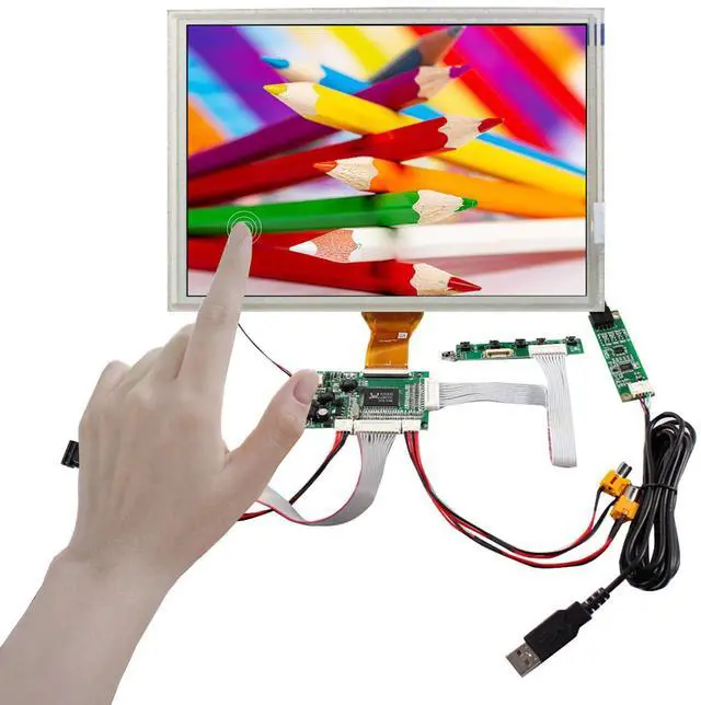 Main image of FanyiTek 8" EJ080NA-05A 800X600 TTL LCD Screen with 4-Wire Resistive Touch Panel and VGA 2AV Controller Board 50pins