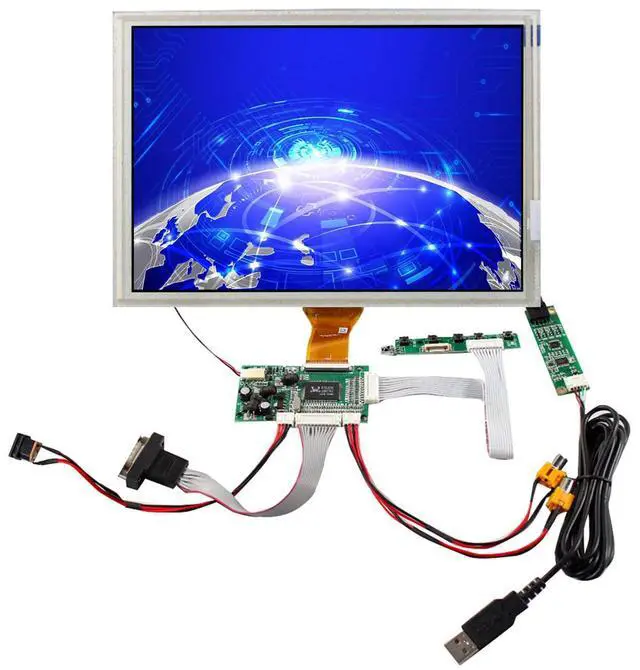 Alt view image 2 of 5 - FanyiTek 8" EJ080NA-05A 800X600 TTL LCD Screen with 4-Wire Resistive Touch Panel and VGA 2AV Controller Board 50pins