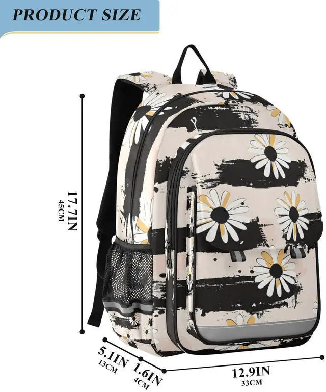 Alt view image 2 of 5 - senya School Backpack Kids College Rucksack Travel Bookbag Fashion Back Pack Girls Boys Exquisite Kawaii Daisy Flowers