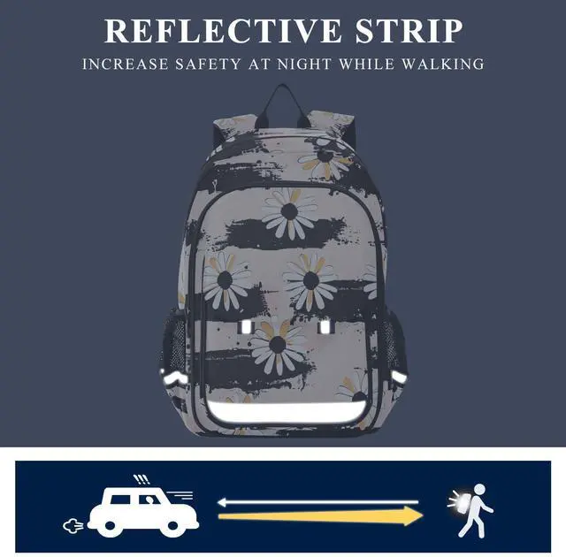 Alt view image 5 of 5 - senya School Backpack Kids College Rucksack Travel Bookbag Fashion Back Pack Girls Boys Exquisite Kawaii Daisy Flowers