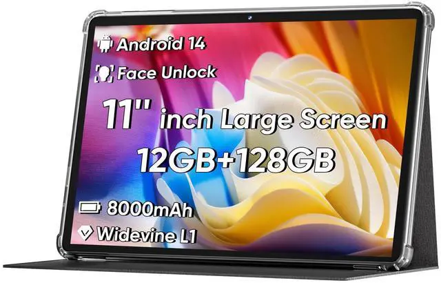 Main image of 2025 Upgraded Android 14 Tablet, 11inch Tablet PC,Support Face Unlock, Octa-core CPU,12GB+128GB+1TB Expand, 8000mAh Big Battery, 18W Fast Charging, WiFi6, BT5.0,Touchscreen Display Tableta with Case