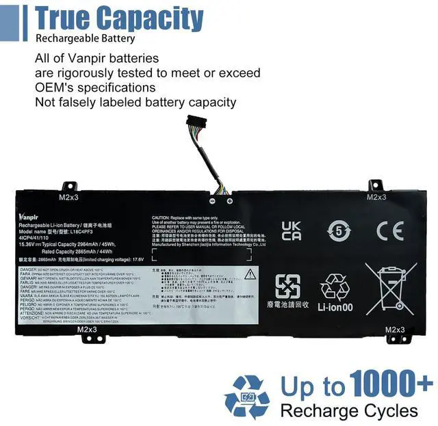 Alt view image 5 of 5 - VANPIR L18C4PF3 Laptop Battery 15.36V 45Wh 2865mAh Compatible with Lenovo ideapad C340-14API C340-14IML C340-14IWL S540-14API S540-14IML S540-14IWL Flex-14IML Series L18M4PF3 L18M4PF4 L18C4PF4