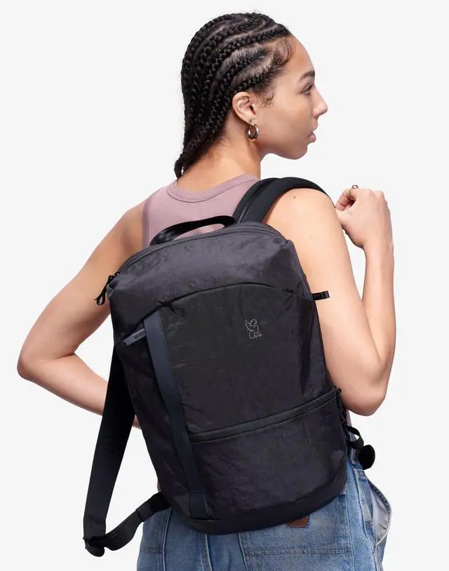Alt view image 3 of 5 - Chrome Industries Camden Backpack  16L Travel Bag for Men and Women with Plush Knit Shoulder Straps Recycled Materials and Internal Laptop Sleeve  Black