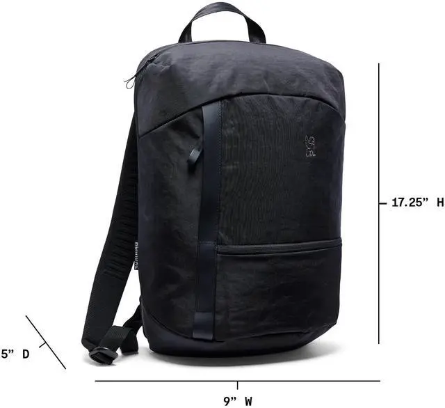 Alt view image 5 of 5 - Chrome Industries Camden Backpack  16L Travel Bag for Men and Women with Plush Knit Shoulder Straps Recycled Materials and Internal Laptop Sleeve  Black