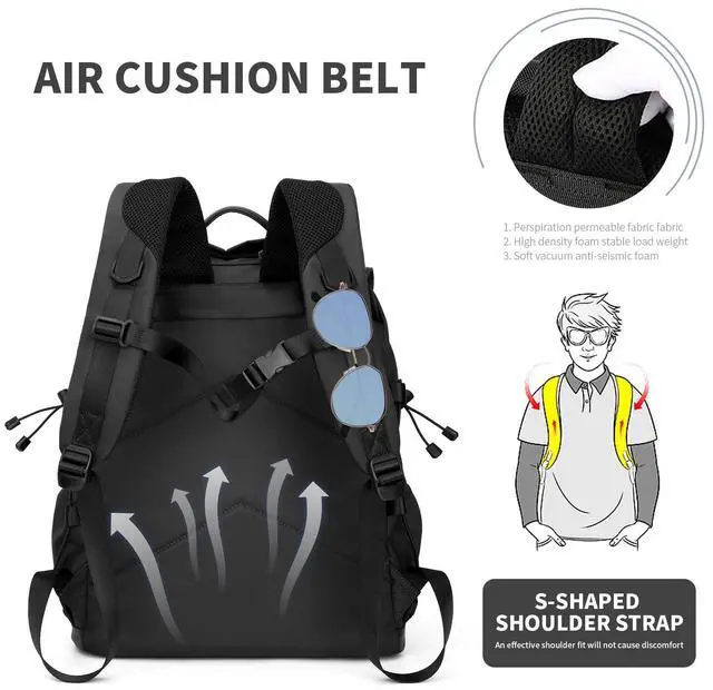 Alt view image 4 of 5 - BJIAX Vintage Laptop Backpack for Men & Women, 35L Functional Stylish Backpack with Stretchy Side Pocket Design, Water Resistant College Work Commuter Travel Backpack Fits 17.3 Inch Tablet, Notebook