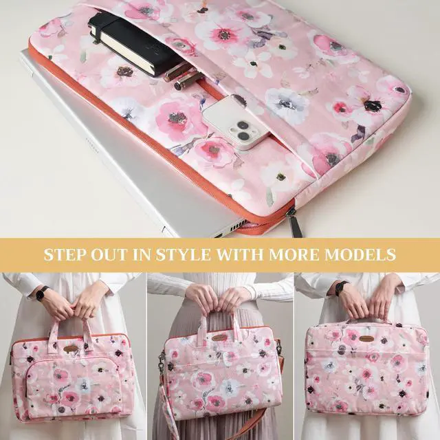 Alt view image 5 of 5 - Maison d'Hermine Laptop Sleeve Upto 13.5 inch Stain and Water Repellent Cotton Canvas - Romantic Poppy