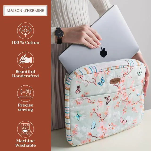 Alt view image 2 of 5 - Maison d'Hermine Laptop Sleeve with Handle upto 15.6 inch Stain and Water Repellent Cotton Canvas - Blossom In Spring