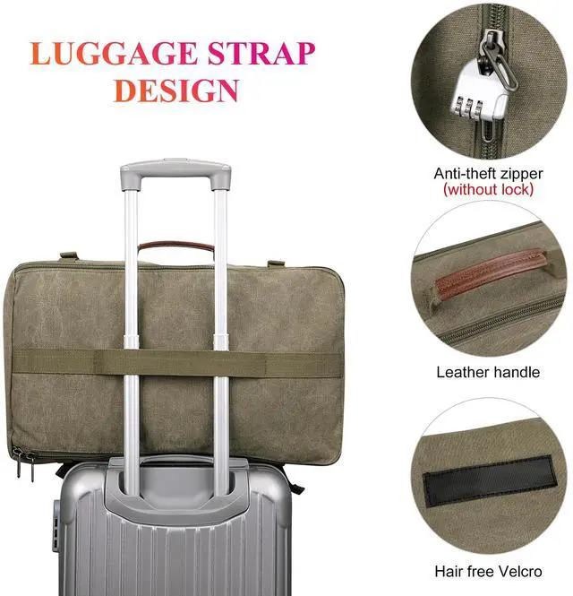 Alt view image 5 of 5 - WITZMAN Canvas Backpack Vintage Travel Backpack Large Laptop Bags Convertible Shoulder Rucksack(A519-1 Classic Light Green)