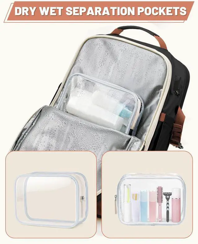 Alt view image 2 of 5 - ZOMFELT Travel Backpack for Women, Carry on Backpack with Shoes Compartment, Flight Approved Personal Item Bag with 17.3inch Laptop Pocket, Large Casual School Daypack for College, Hiking, Overnight