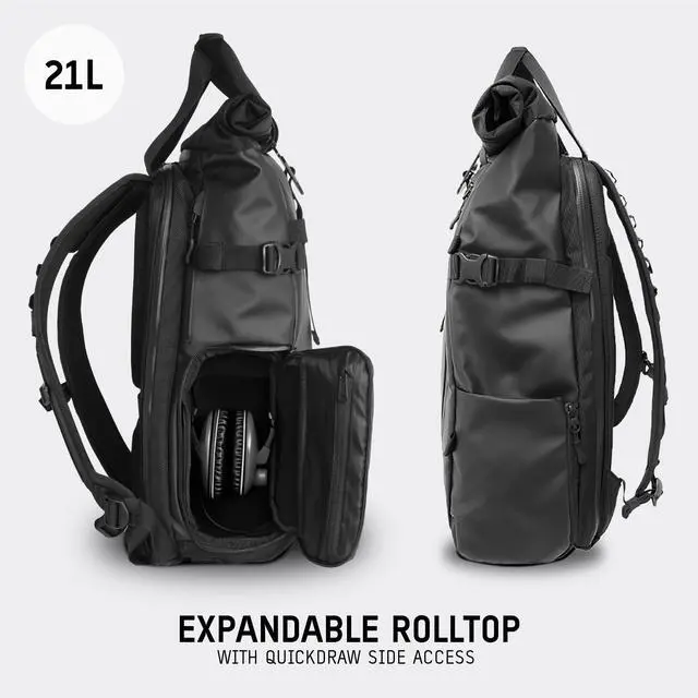 Alt view image 2 of 5 - WANDRD PRVKE 21L Backpack: Weather-Resistant Travel & Camera Backpack with Laptop Sleeve, Quick Side Access, Clamshell Opening  Ideal Photography & Travel Bag (Black)