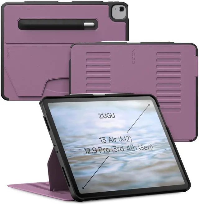 Main image of Zugu Case for iPad Air 13 Inch M3 2025 & M2 2024 &/12.9 inch (3rd/4th Gen), Slim Protective Cover with Apple Pencil Charging & Storage, Auto Wake/Sleep, Multiple Viewing Angles (Berry Purple)