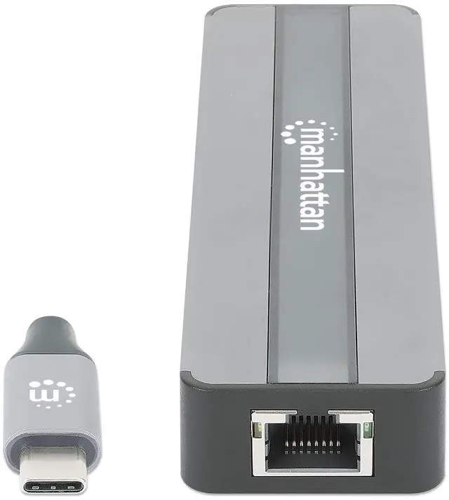 Alt view image 4 of 5 - Manhattan USB-C 7-in-1 Docking Station with Power Delivery  7 in. Cable, USB C 3.2 to HDMI (4K@30Hz), 2 USB-A (5 Gbps), Gigabit RJ45, USB-C PD (87W), SD & microSD Card Reader, Aluminum Housing-153928