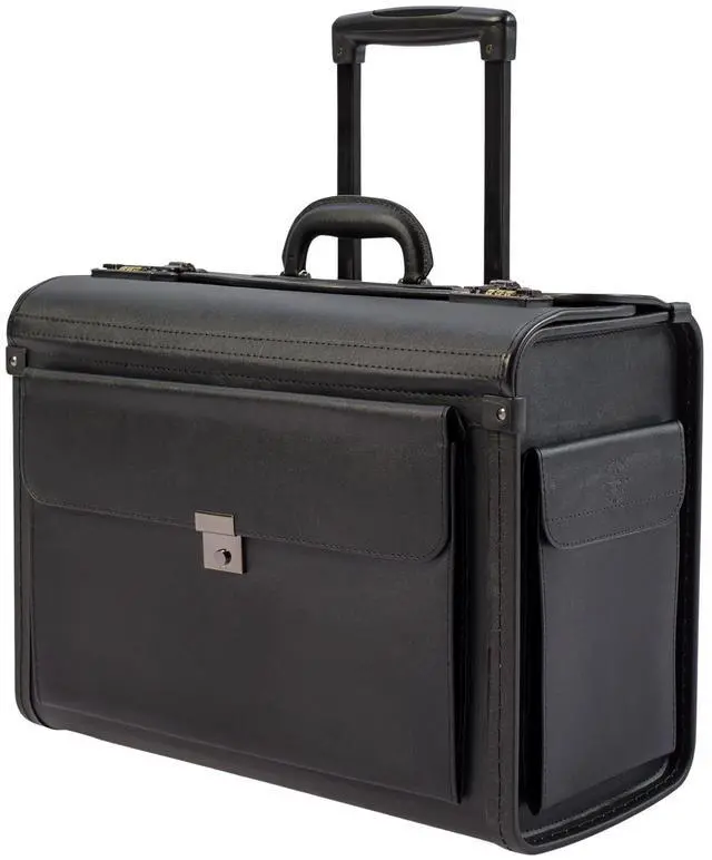 Main image of HAMMER ANVIL 19 Wheeled Briefcase Rolling Case Sales Sample Pilot Lawyer Attache Black Leatherette