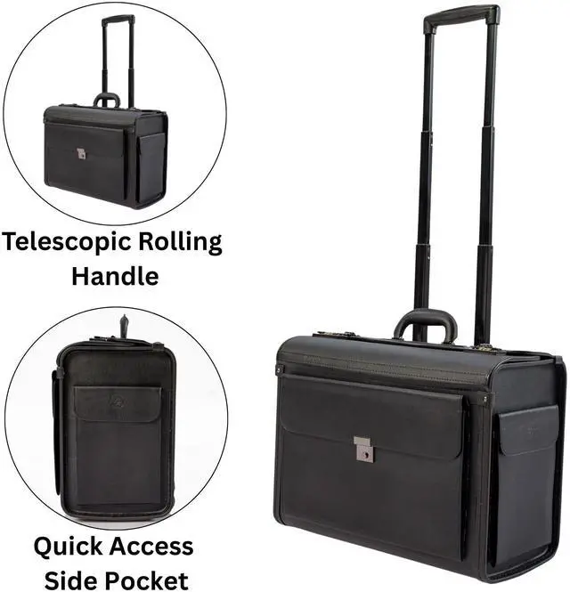 Alt view image 4 of 5 - HAMMER ANVIL 19 Wheeled Briefcase Rolling Case Sales Sample Pilot Lawyer Attache Black Leatherette