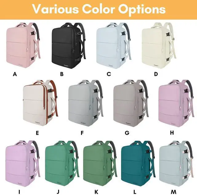 Alt view image 2 of 5 - Taygeer Backpack for Women, College Backpack with Laptop Compartment & Shoe Pouch, 35l Travel Laptop Mochila Carry On Luggage, Airline Approved Personal Item Bag For Weekender Gym Hiking, Khaki White
